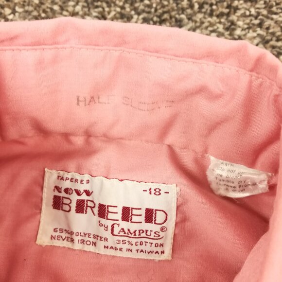 Vintage 70s Now Breed by Campus Shirt Non Iron Button Up Pink Mens Medium - Picture 3 of 8